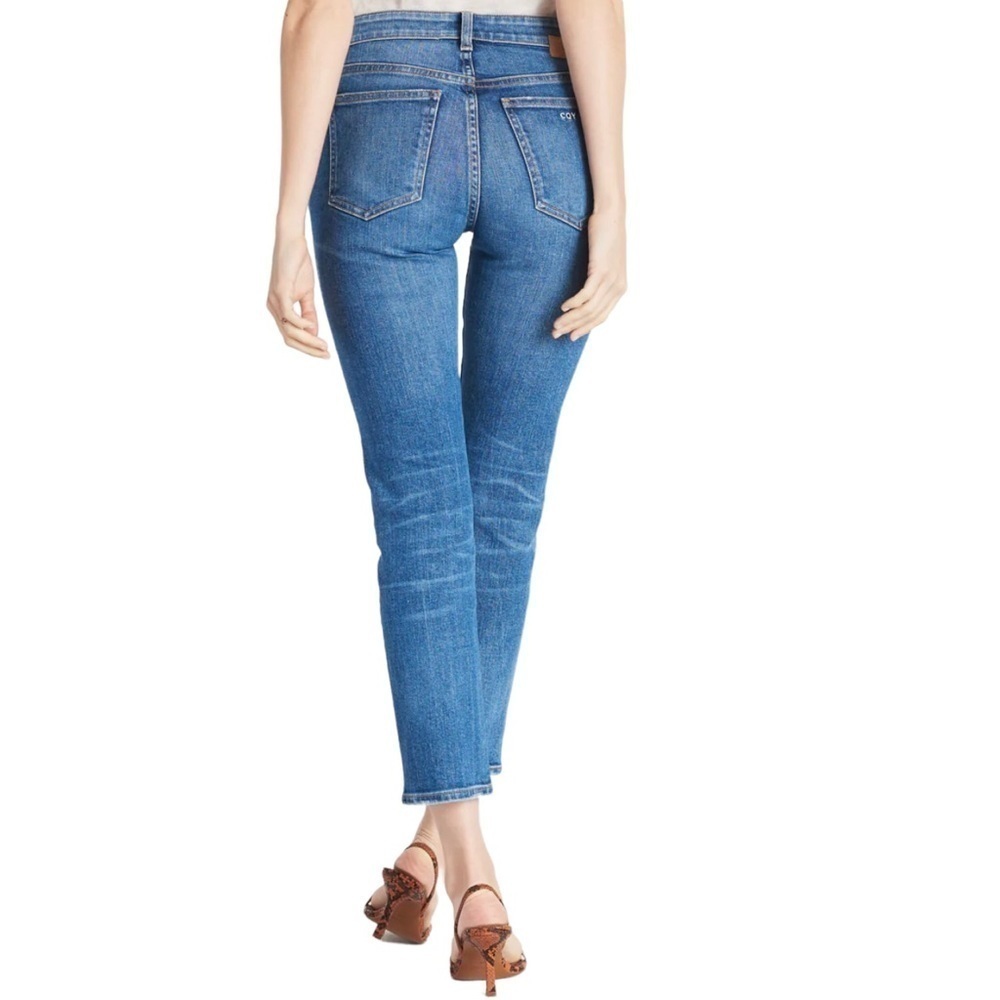 CQY Jeans Japanese Denim Mid Rise Straight Leg Medium Wash Cropped Jeans 24